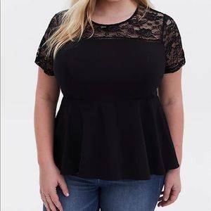 Torrid black lace baby doll top Size 3